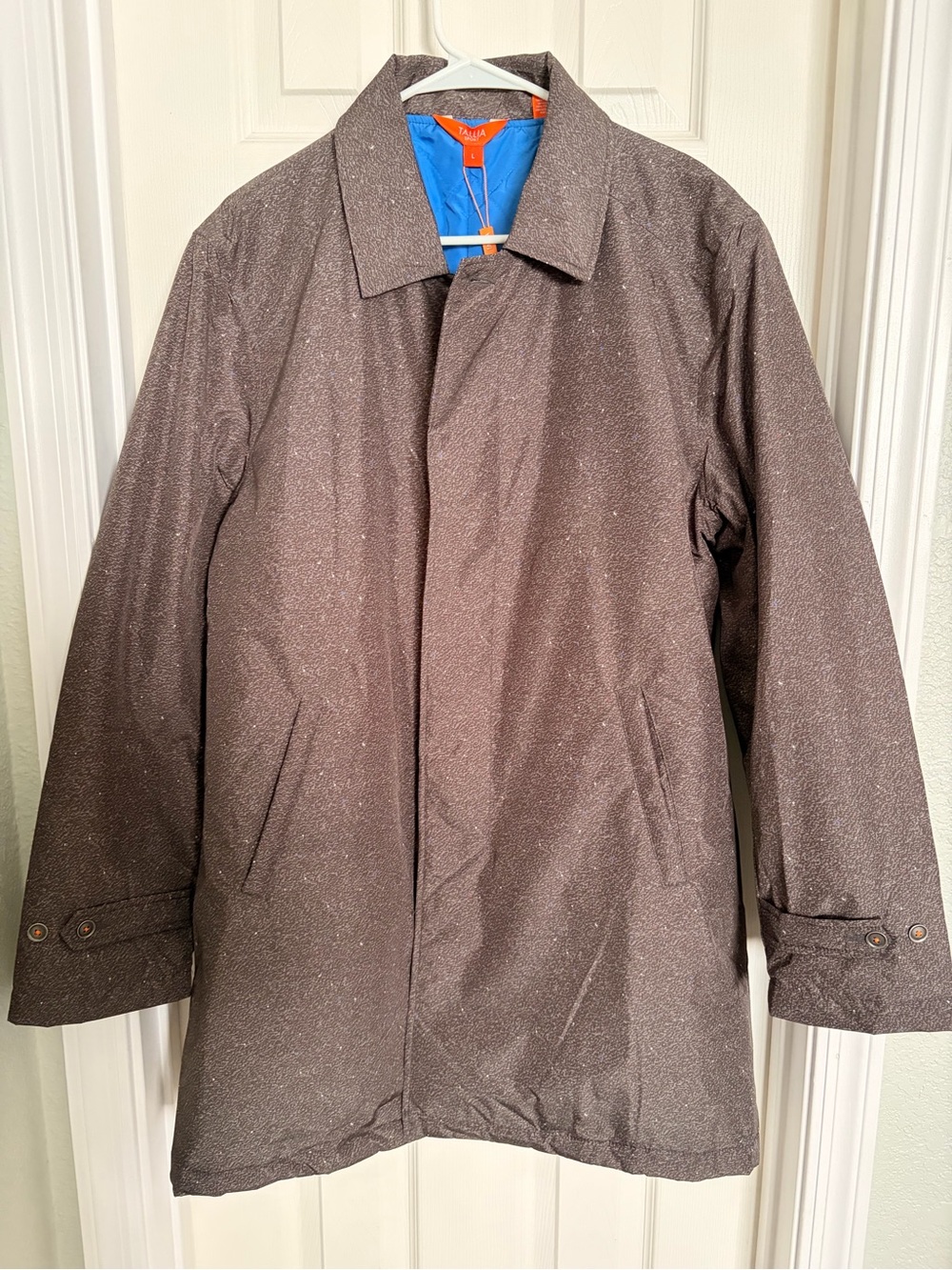 NWT TALLIA Men's Textured Trench Coat with Blue Lining